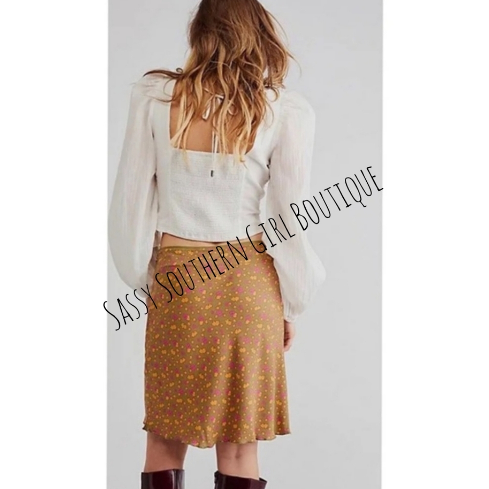 🆕⭐Free People olive green floral flirty skirt - Picture 7 of 12